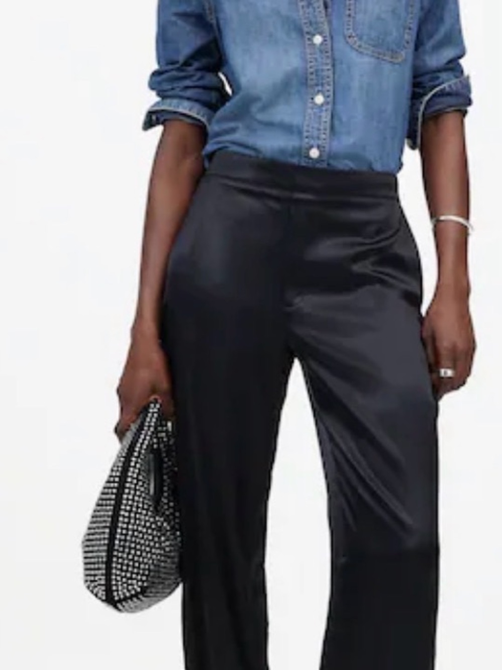 Madewell Black Satin pull-on Pants